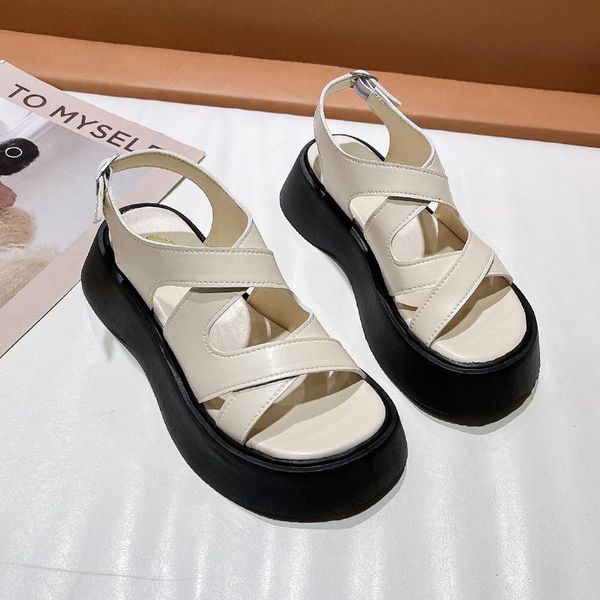 

sandals 2021 summer fashion roman shoes temperament simple black lady