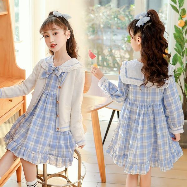 

other arts and crafts spring autumn girl's long-sleeved dress french cotton plaid dress, big children's performance dance princess