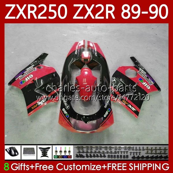 Bodys para Kawasaki Ninja Zx2R ZXR250 ZX 2R 2 R R250 ZXR 250 89-98 Bodywork Red Black 84No.20 ZX2 R ZX-2R ZXR-250 89 90 ZX-R250 1989 1990 Kit de Feira