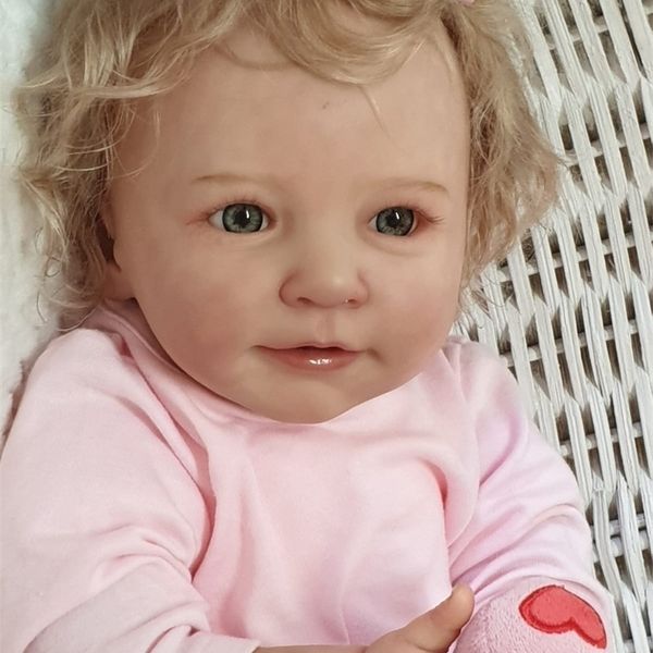 

55 cm 3d-paint skin silicone reborn lisa girl baby doll toy realistic 22 inch like real bebe princess toddler alive dress up 220315