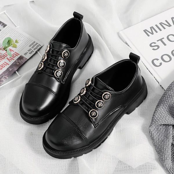 

british style small leather shoes college wild autumn thick-soled office women's single x712 dress, Black