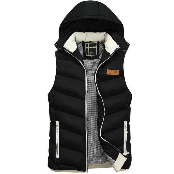 

men's vests 2021 winter and autumn hooded vest, Black;white