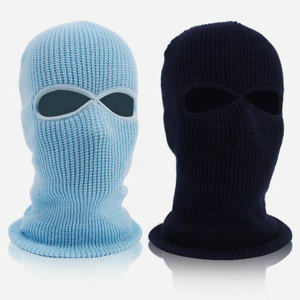 

winter balaclava 2/3 hole full face mask cap knitting motorcycle shield outdoor riding ski mountaineering head cover cycling caps & masks, Black