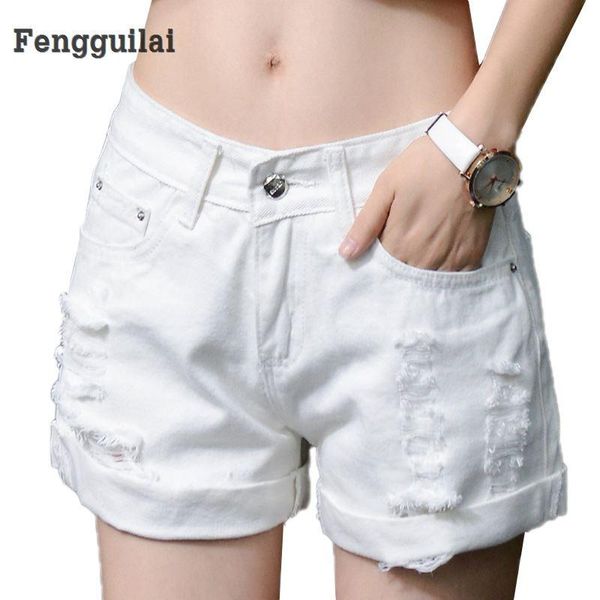 

arrival hole jeans shorts for women high waist white ripped summer pantalones cortos mujer fashion women's, White;black