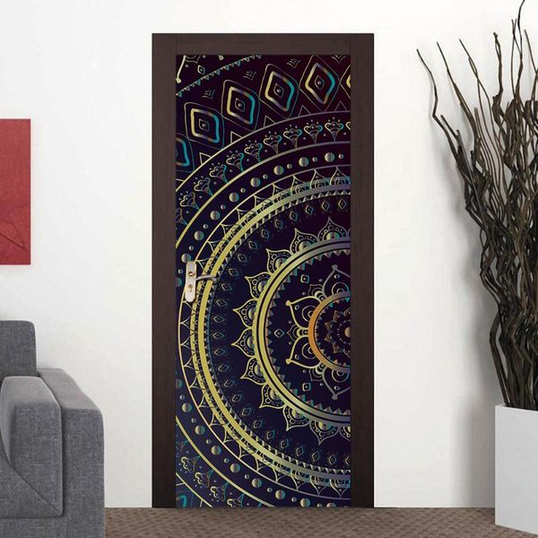 

wall stickers 2pcs/set muslim style mandala pattern diy door art mural sticker home decor bedroom living room peel & stick vinly decals