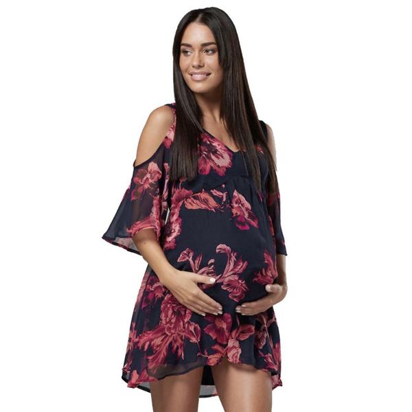 

maternity dresses women sleeveless pregnant flower nursing pregnancy casual mother dress for breastfeeding, White