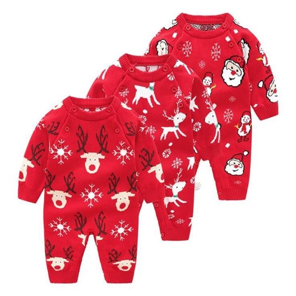 

0-2yrs christmas elk autumn winter infant baby boys girls rompers clothing kids boy girl long sleeve clothes 210521, White