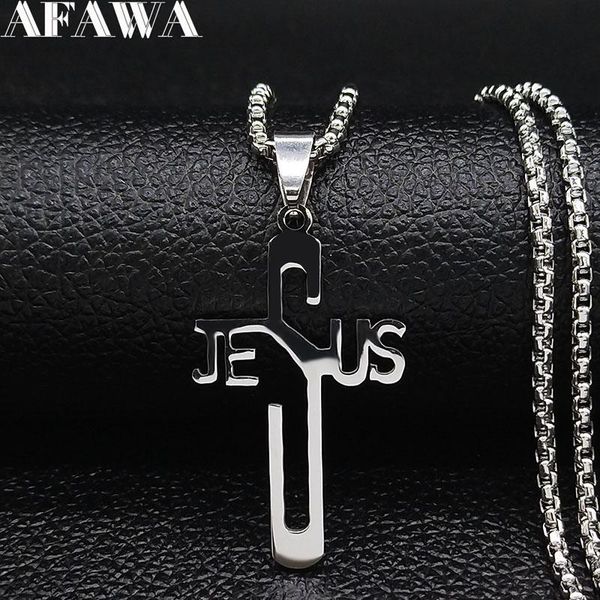 

pendant necklaces fashion punk gross jesus stainless steel for men silver color pendants jewelry collier homme n19119