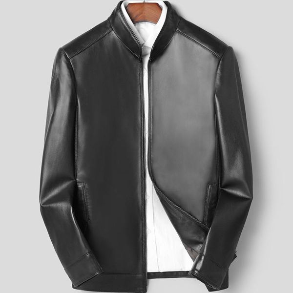 

leather short jacket style of vintage coat for men slim casual men's & faux, Black