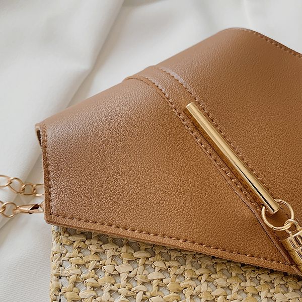 

women fashion straw hand beach handle natural shoulder crossbody handbags