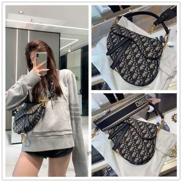 

new handbag luxurys old di canvas saddle embroidered bag medium portable one shoulder messenger bag8hp6