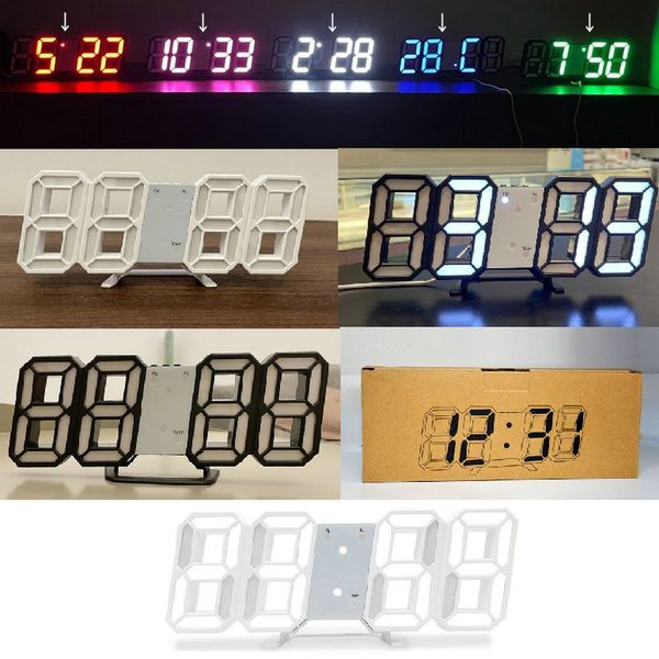 

digital electronic alarm clock can be wall-mounted intelligent led luminous 3d digitals desk