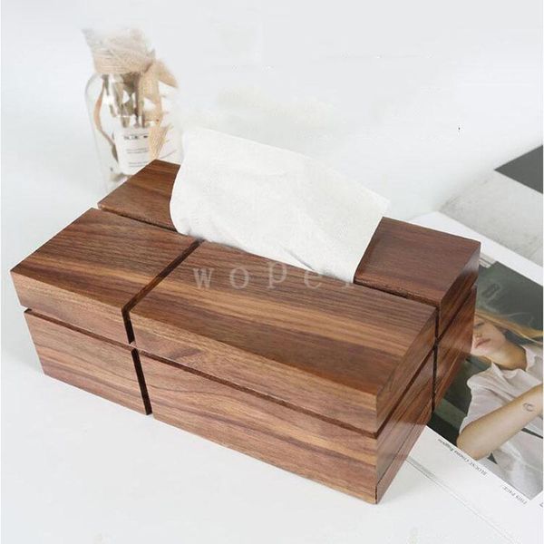 

tissue boxes & napkins black walnut wood household paper towel case living room coffee table deskbox holder home decoration