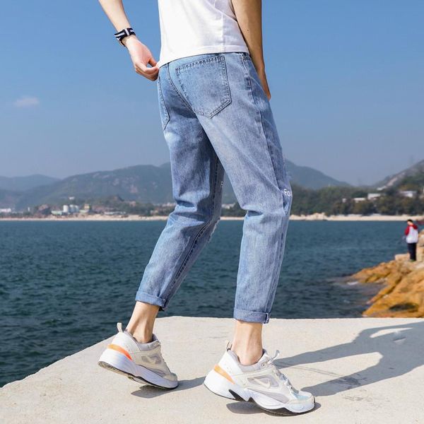 

boy trousers for men baggy jeans man wide leg oversize men's pants, Blue