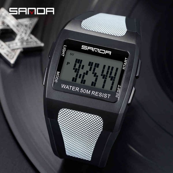 Sanda Watch Мужчины цифровые водонепроницаемые спортивные наручные часы прямоугольный светлый циферблат военные наручные часы мода электронные часы x0524