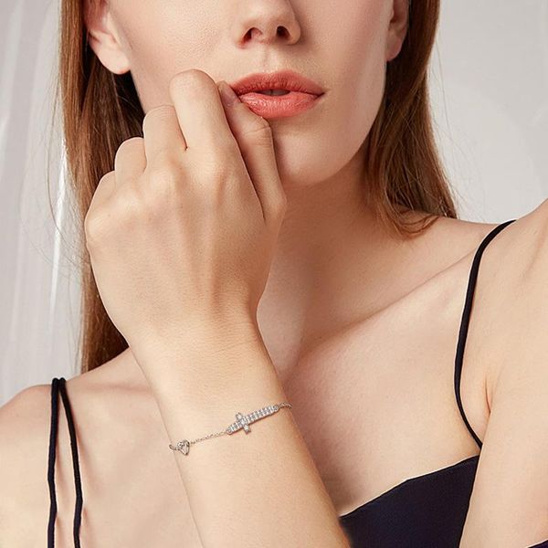 

real 100% 925 sterling silver bracelets cross charm bracelet for women simple cross chain link bracelet valentine day gift, Red;blue