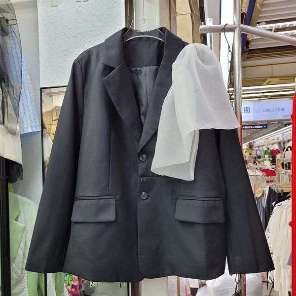 

women's jackets zcsmll ruffle stitching black temperament mid-length suit jacket female autumn european goods 2021 fashion trend, Black;brown