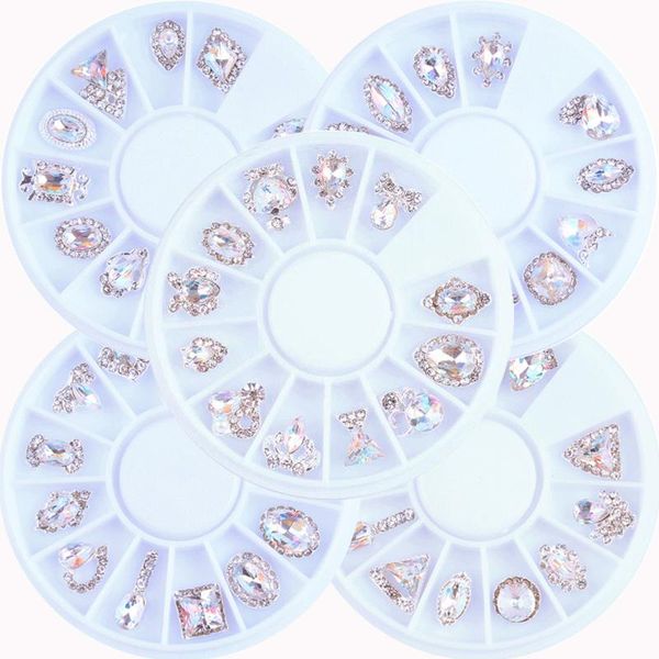 

wheel 12 styles crystal rhinestone alloy nail art charms ab japanese trend metal charm #zp101# decorations, Silver;gold