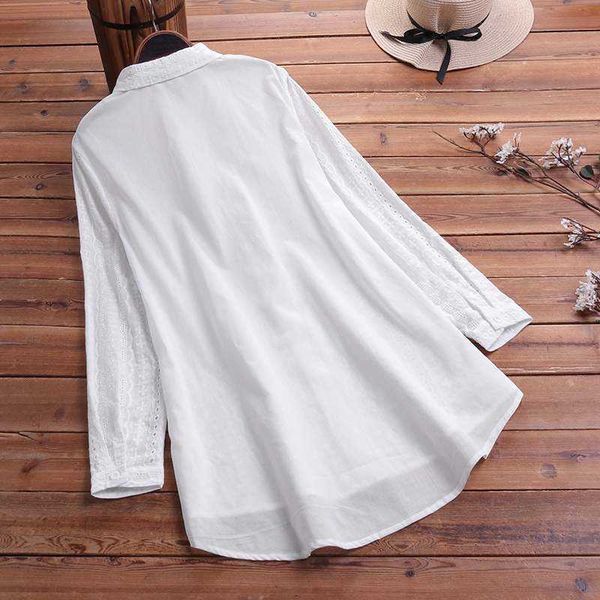 

women's blouses & shirts blouses elegant solid spring embroidery casual long sleeve blusas female lapel button tunic plus y5pp, White