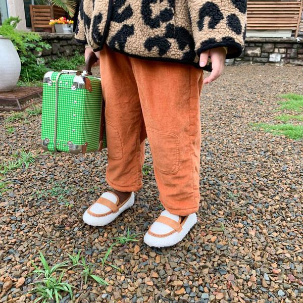 

trousers winter warm corduroy thicken casual children fleece inner knee patch thick pants 1-5y, Blue