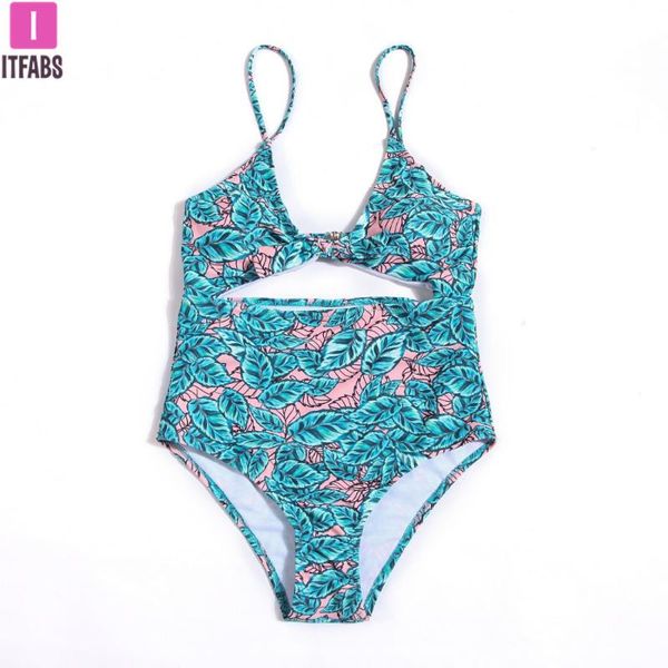 

one-piece suits 2021 womens high waist striped summer floral one piece bandage monokini swimwear swimsuit bikini