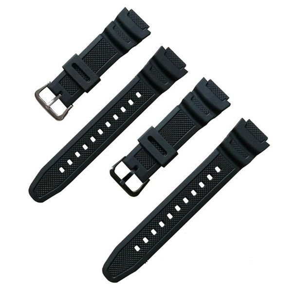 

watch bands silicone strap steel buckle wristband for ca-sio w-735h w-800 sgw-300h 19qc, Black;brown