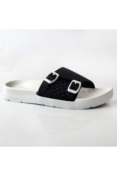 

women's white slippers, Black