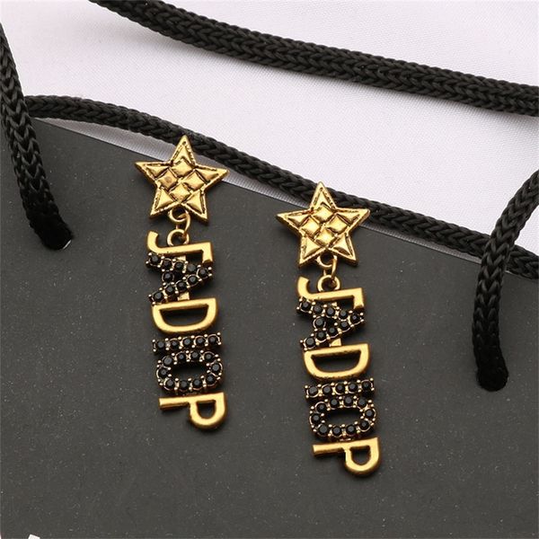 

bronze earrings french vintage style brilliant diamonds set long geometric tassel earrings, Golden