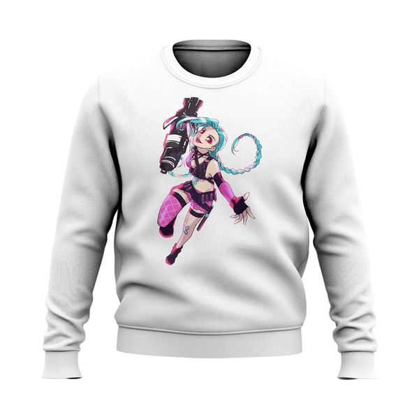 

sweater jinx 3d printing lol girl pattern casual party style round neck autumn and winter sweater, Black