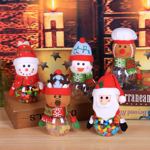 

christmas decorations candy jar plastic transparent box elderly snowman elk xmas children small gifts decoration storage bottle for