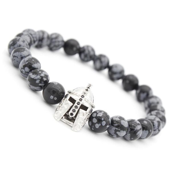 

beaded, strands 8mm black frosted bracelet zircon spartan helmet beaded bracelets men bangele natural stones jewelry fashion accessories
