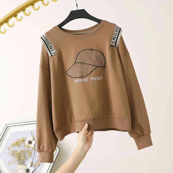 

hoodies 2021 spring and autumn korean letter paste cloth drill long sleeve pullover round neck versatile loose thin casual sweater, Black
