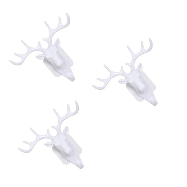 

3pcs creative antlers hook clothing hat grocery storage key bag living room coffee bar wall decoration (black) hooks & rails