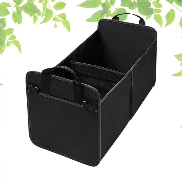 

car organizer multi compartments trunk collapsible portable waterproof for home outdoor (black)