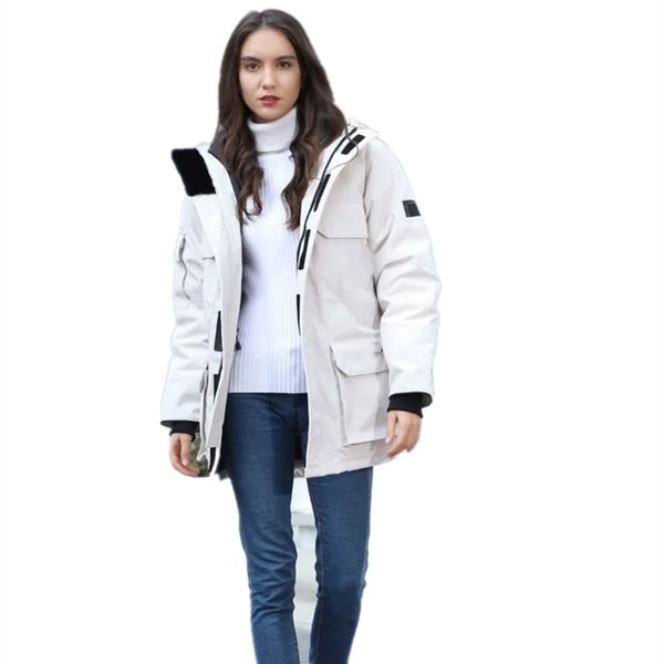 

thickened down jacket couple men and women middle long expedition parker coat cold resistance, Black