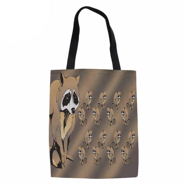 

shopping bags noisydesignswomen bag fashion female handbag canvas racoon 3d printing coth for lady large tote