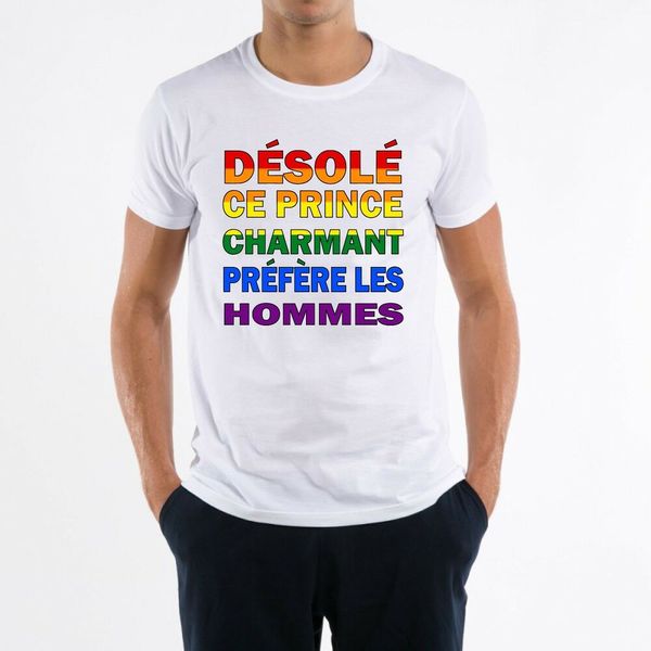 

mens t-shirt gay pride prince charming, White;black