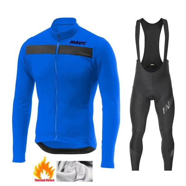 

racing sets 2021 winter cycling set thermal fleece clothing ropa ciclismo invierno mtb bike pro team bicycle wear, Black;blue