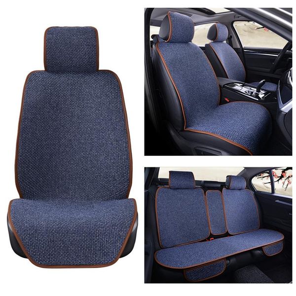 

car seat covers 5 seats linen cover protector flax front rear back cushion pad mat with backrest for auto interior truck suv van