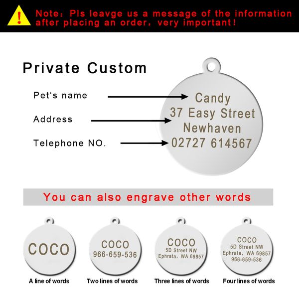 

factory factory steel personalized tag dog accessories stainless metal customized round id tags plate pet 8 colors