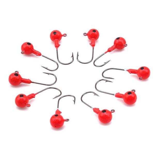 

lure lead hooks red color sharp hook lures fishing gear soft bait with fisheye