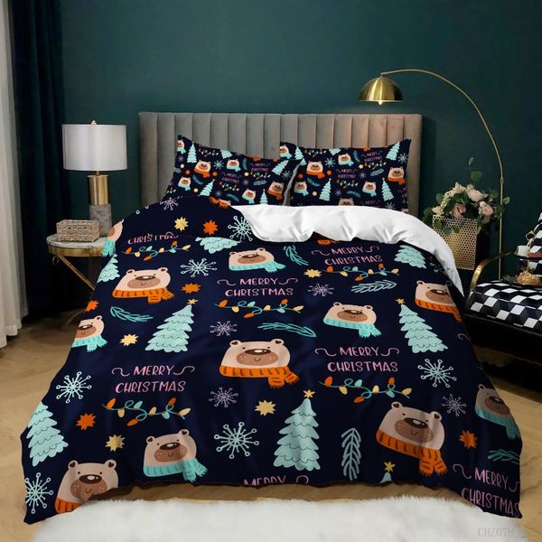 

bedding sets custom pillowcase duvet cover 3d print fashion christmas santa claus elk beding set home bedroom decor kids  king single