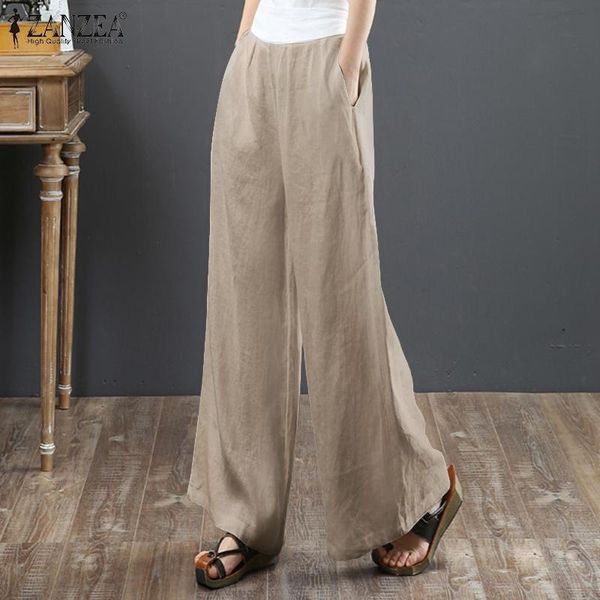 

women's pants & capris zanzea women high waist wide leg autumn casual solid retro loose pantalon oversized vintage trousers long harem, Black;white