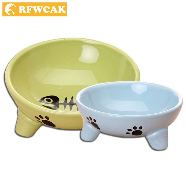 

pet bowl cartoon cute pattern non-slip base ceramic bowl for dog portable dog bowl for pet cat food water feeding