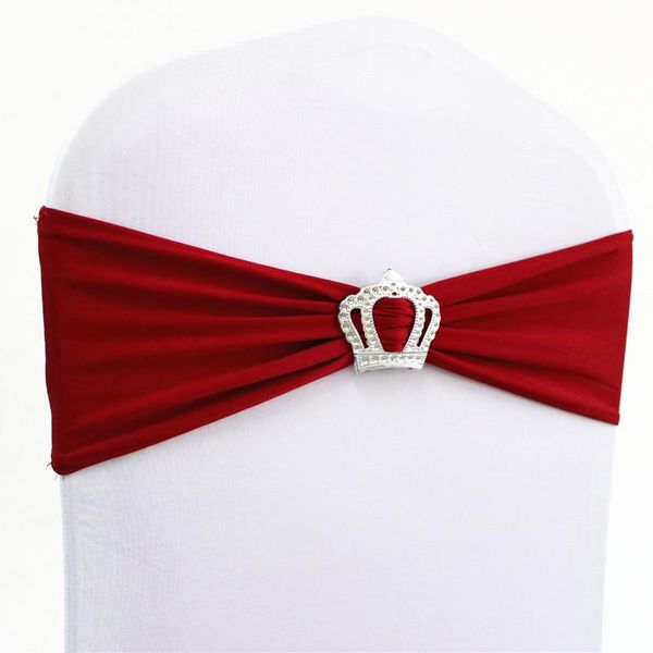 

sashes 10pcs/50pcs spandex wedding chair sash bands with crown buckle party event el decoration elastic lycra ribbon bow ties