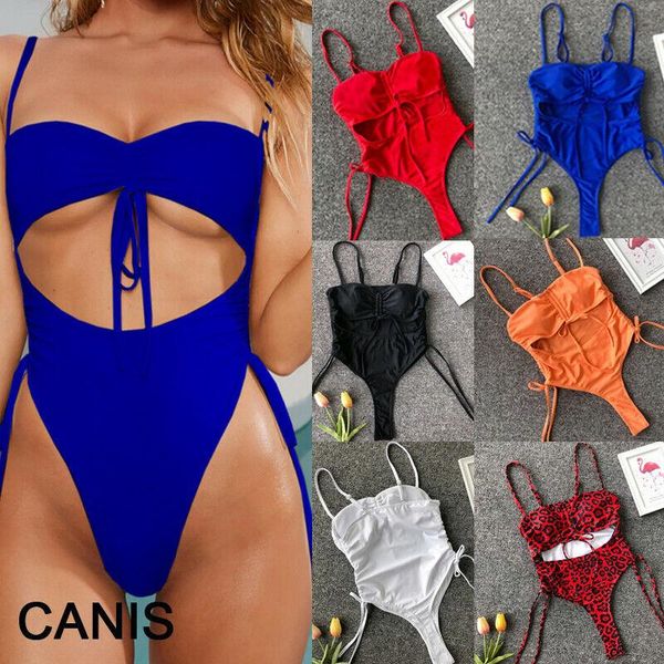 

one-piece suits summer women one piece bandage monokini lace up padded high waist swimsuit beachwear swimwear bathing suit costume
