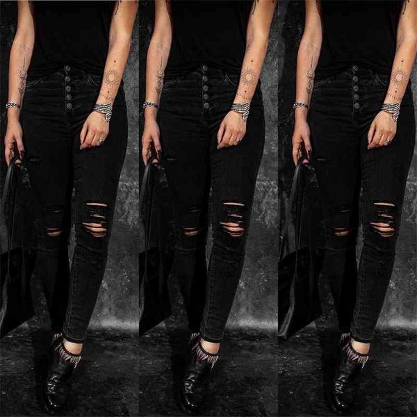 

70% off outlet online black retro jeans for women fashion ripped denim pencil pants female casual trousers s-2xl drop shipping, Blue