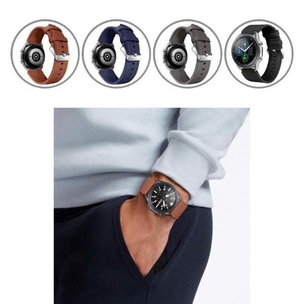 

watch bands shockproof no odor 22mm faux leather smartwatch band strap, Black;brown