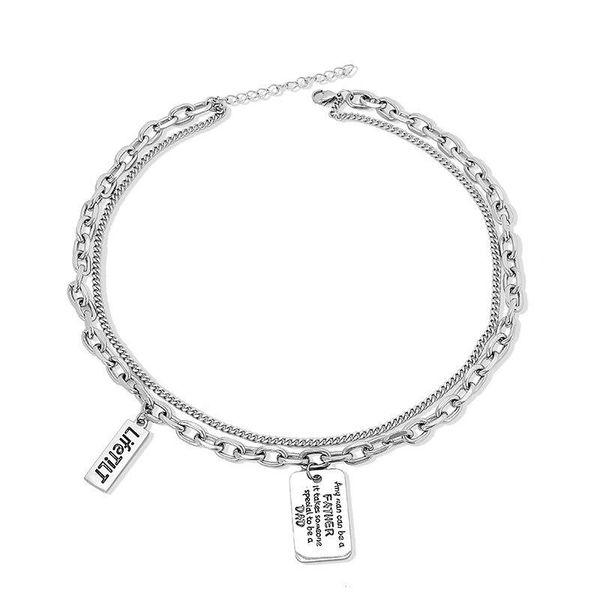 

pendant necklaces double butterfly stainless steel necklace women fashion punk hip hop gothic friend jewelry, Silver