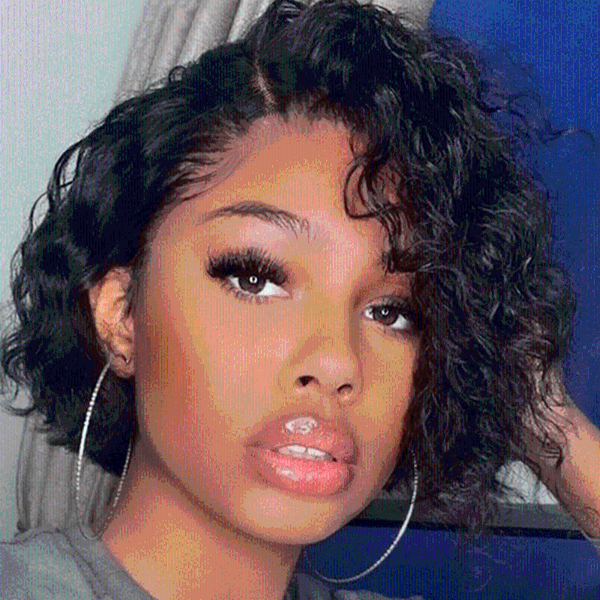 

lace wigs marchqueen pixie cut wig human hair short curly bob l part peruvuan 150% density remy, Black;brown
